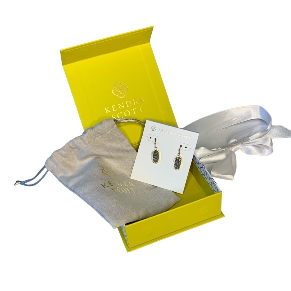 Kendra Scott NWT Elisa platinum druzy‎ gold earrings.